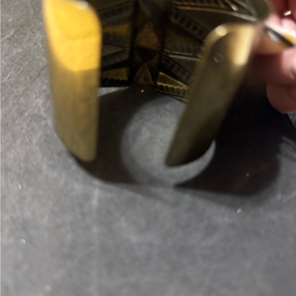 Brass Geometric Adjustable Cuff - Picture 3 of 4